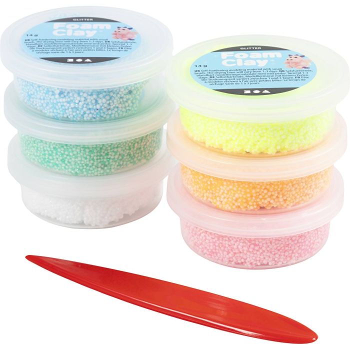 Foam Clay®, purpurina, colores pastel, 84 gr, 6x14 gr/ 1 paquete