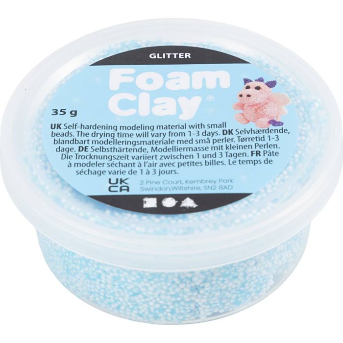 Foam Clay®, purpurina, azul claro, 35 gr/ 1 bote