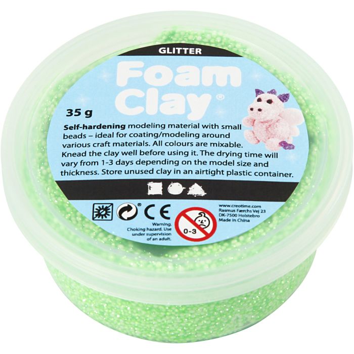 Foam Clay®, purpurina, verde, 35 gr/ 1 bote