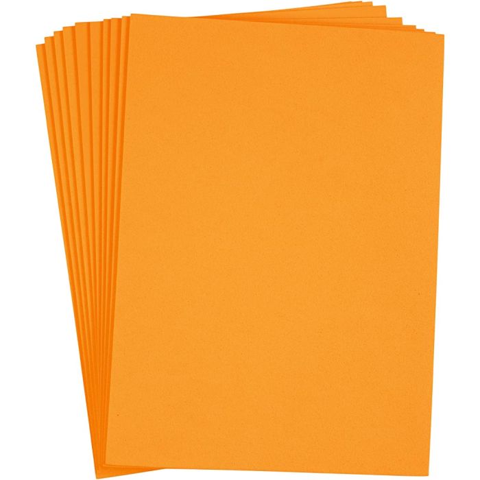 Espuma EVA, A4, hoja 210x297 mm, grosor 2 mm, naranja, 10 hoja/ 1 paquete