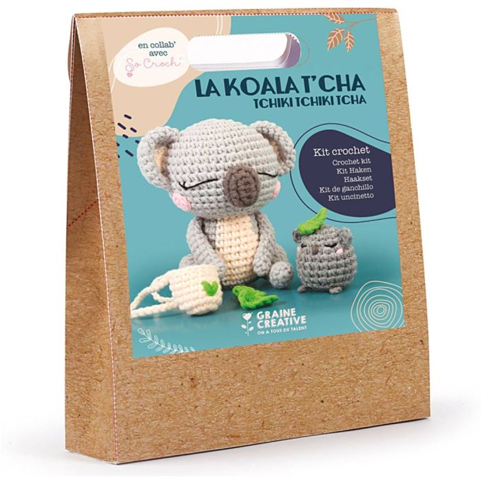 Kit Amigurumis Crochet, Koala, medidas 12.5 cm, 1 paquete