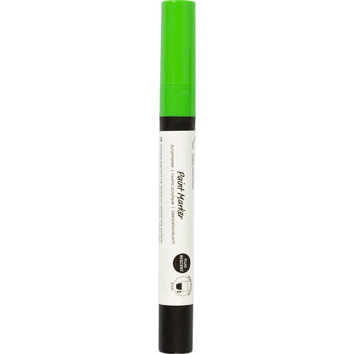 Rotulador decorativo, trazo ancho 8 mm, verde fluo, 1 ud