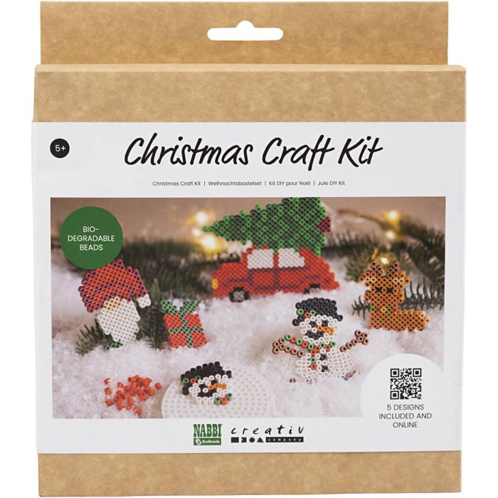 Kit de manualidades NABBI BioBeads, Coche de Navidad, reno, muñeco de nieve, elfo y regalo, 1 paquete