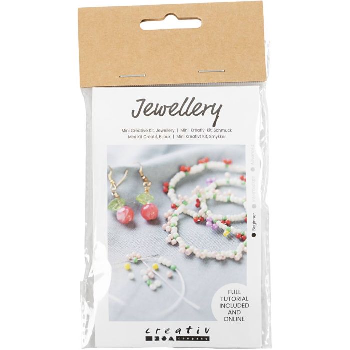 Mini Kit de manualidades Joyas, Pulsera elástica y pendientes, 1 paquete
