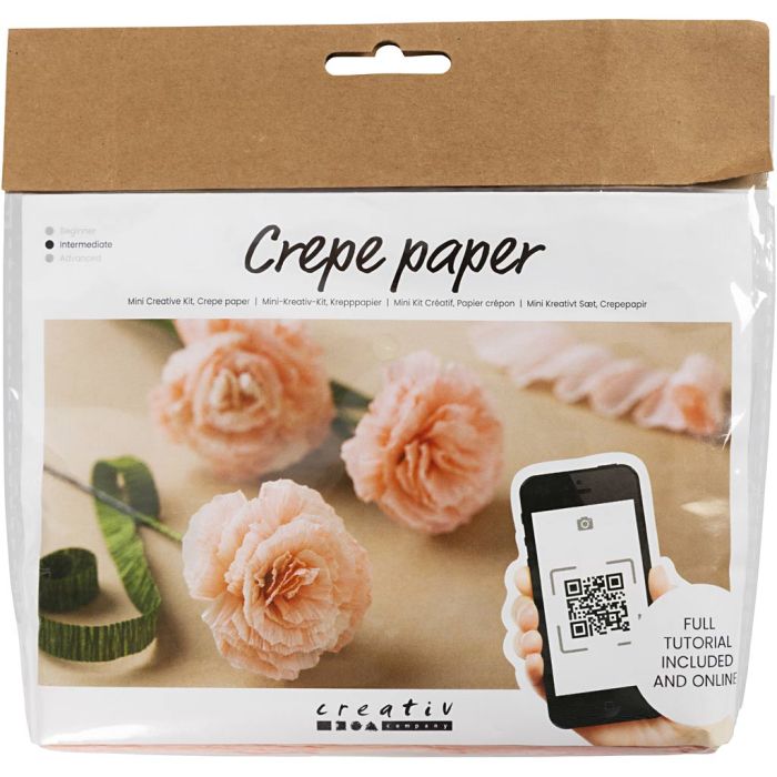 Mini Kit de manualidades Papel Crespón, Claveles, Relación crêpe: 180%, 105 gr, 1 paquete