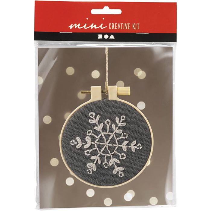 Mini Kit de manualidades Bordado, Copo de nieve, gris, 1 paquete