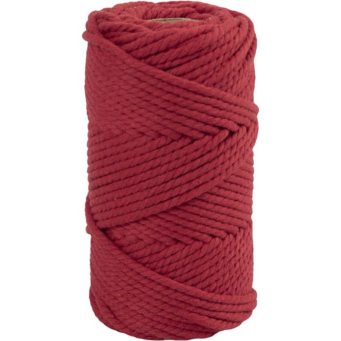 Cuerda de macramé, L. 55 m, dia 4 mm, rojo, 330 gr/ 1 rollo
