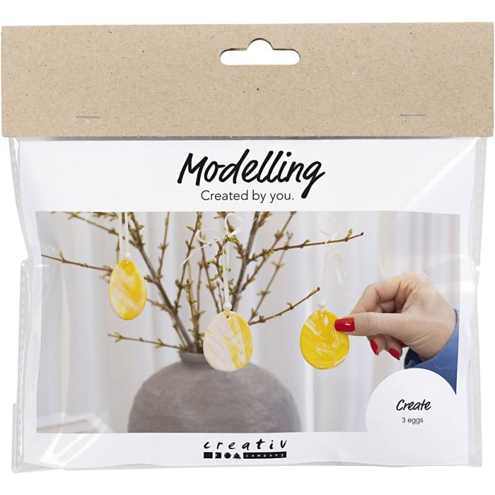 Mini kit de manualidades de modelado, huevo, amarillo claro, colores pastel, 1 paquete