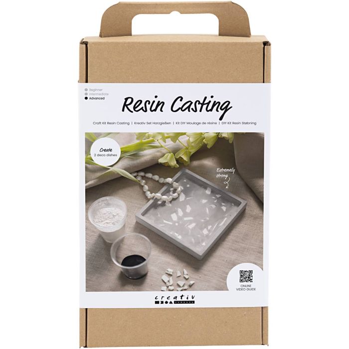 Kit de manualidades Fundición en Resina, Bandeja cuadrada con terrazzo, negro, blanco, 1 paquete