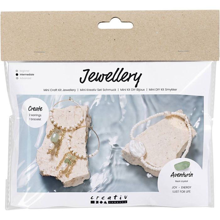 Mini Kit de manualidades Joyas, Mix de pulsera y pendientes de aventurina, 1 paquete