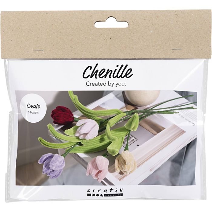 Mini Kit de Manualidades de Flores con Limpiapipas, Tulipanes, surtido de colores, 1 paquete