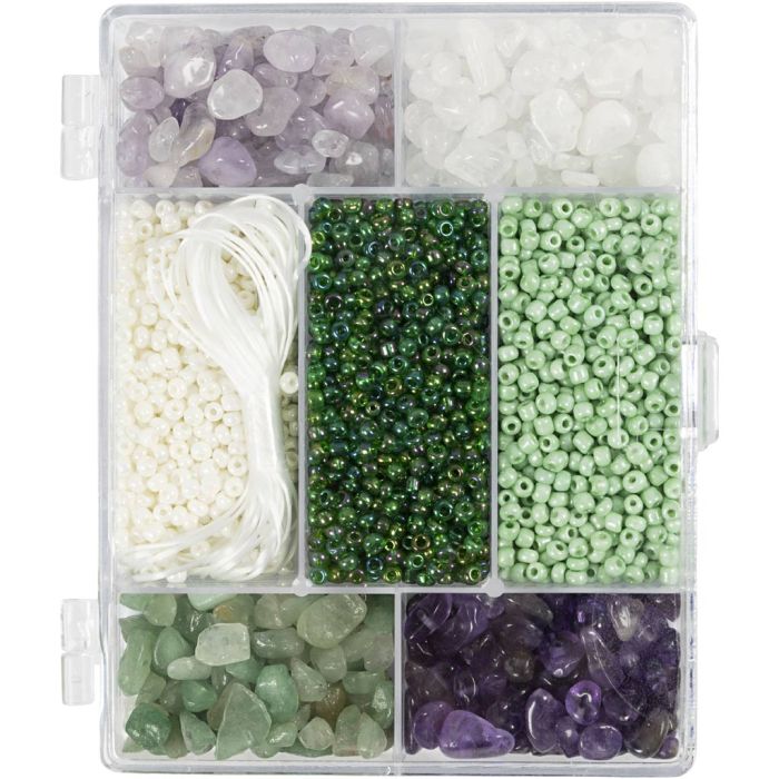 Mix Creativo Joyas, Cristales, medidas 2,6-10 mm, medida agujero 0,8-1,2 mm, ca. 2460 ud, surtido de colores, 1 paquete