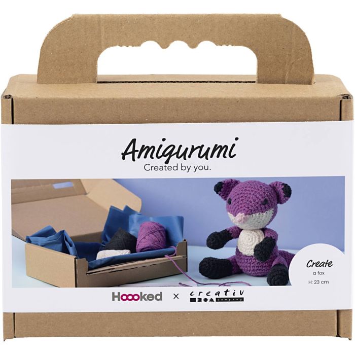 Kit de manualidades Amigurumi, Zorro, negro, ciruela, 1 paquete