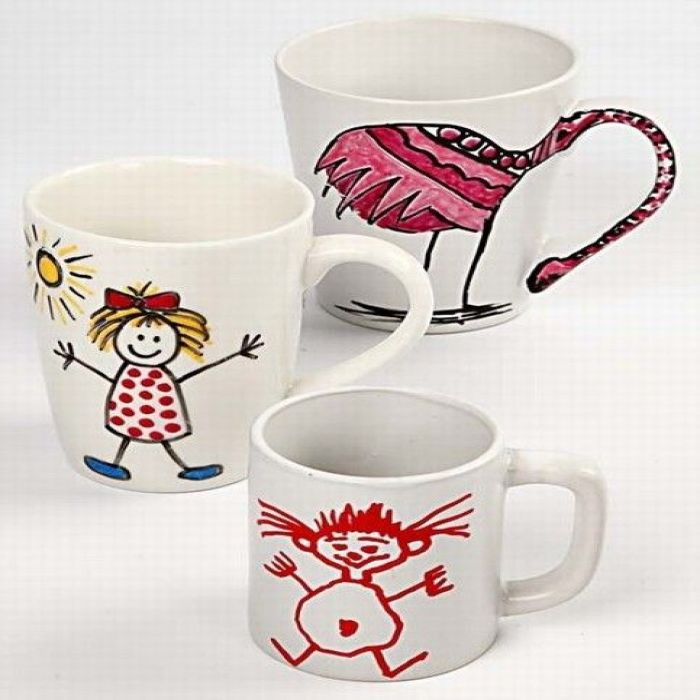 Porcelain Mugs decorated with Markers