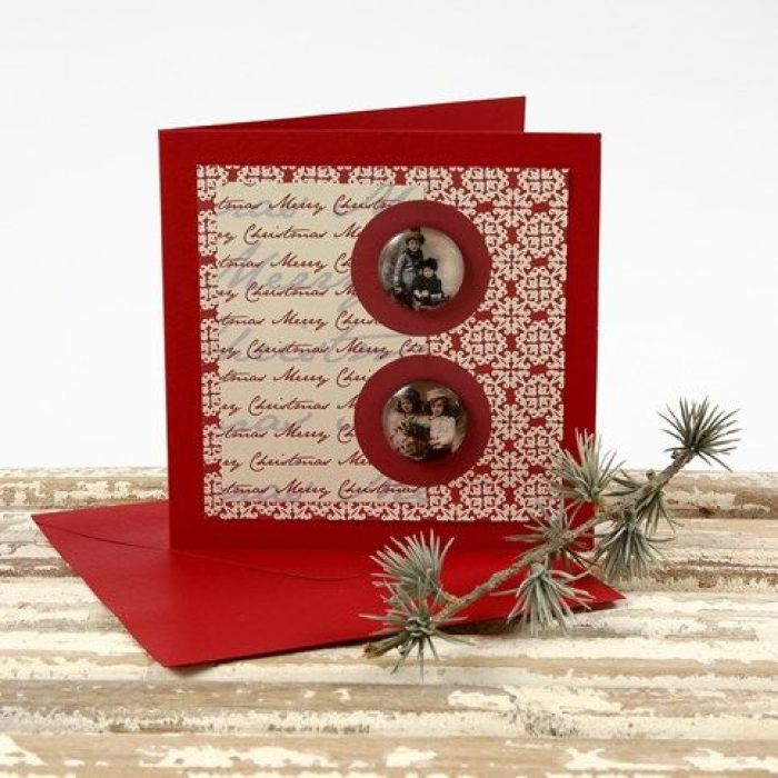 Postal de Navidad con cabujones y papel Vivi Gade