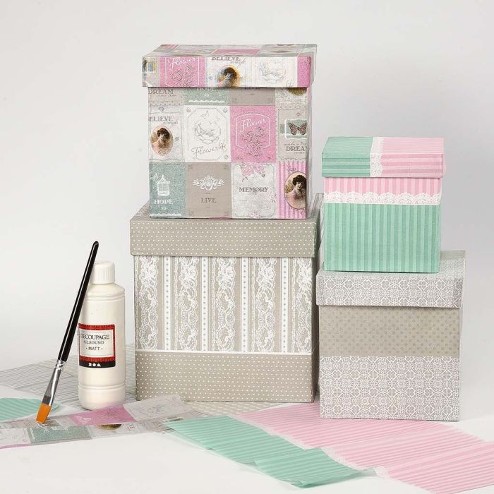 Cajas grandes decoradas con decoupage