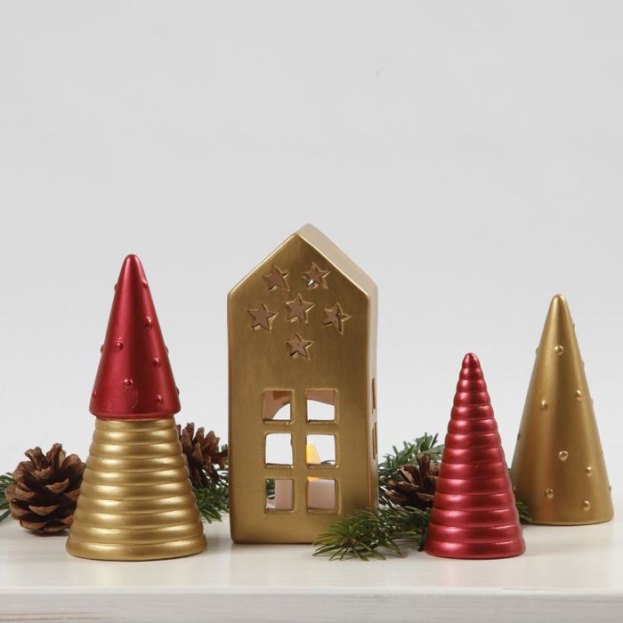 Decoraciones navideñas de terracota pintadas con pintura art metal