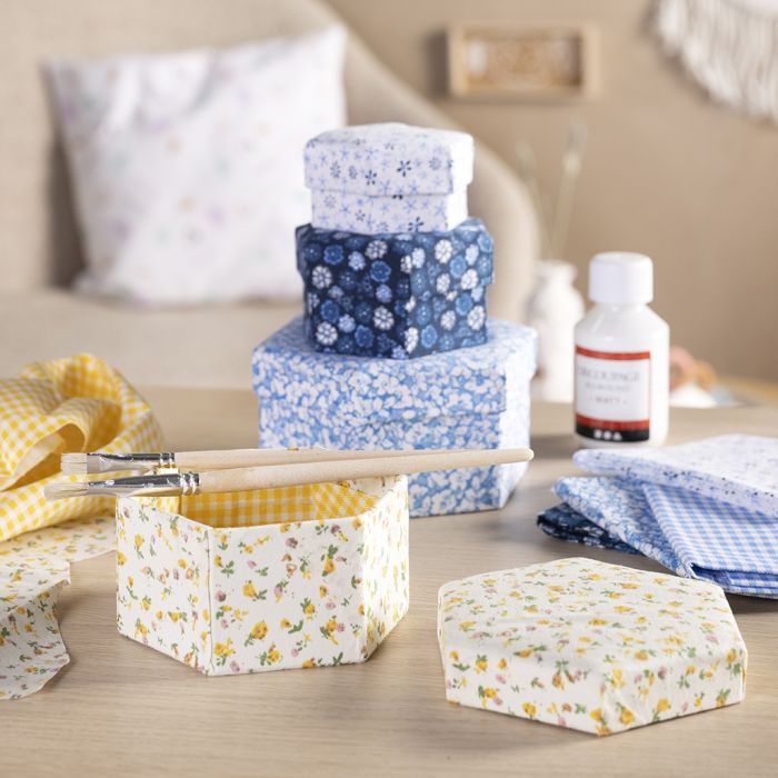 Cajas con decoupage de tela