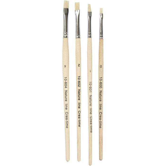Pinceles Nature Line, 00+1+2+4, L. 18,5-19 cm, A: 5-7 mm, plano, 4ud/ 1 paquete