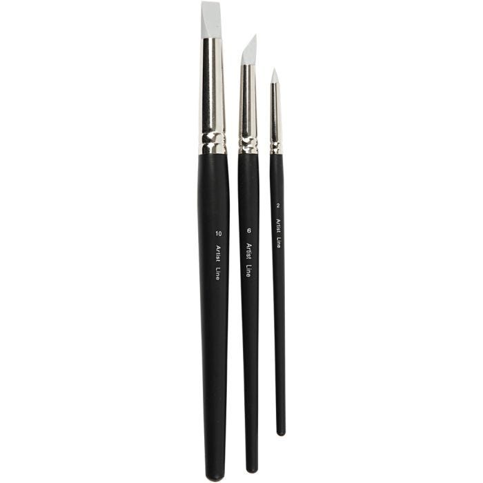 Pincel Artist Line, medida 2+6+10, L. 19-25 cm, A: 6+10+15 mm, plano,redondo, 3 ud/ 1 paquete
