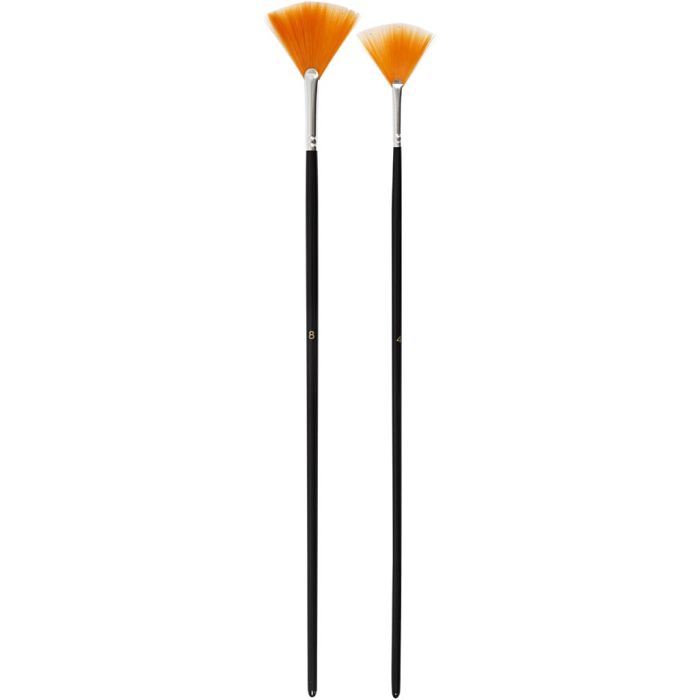 Pinceles de Línea Dorada, medida 4+8, L. 29-30 cm, A: 2-3 mm, Ventilador, 2 ud/ 1 paquete