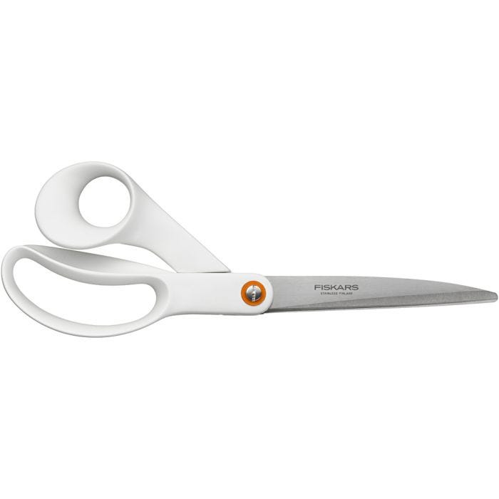 Fiskars Tijeras, L. 24 cm, diestro, blanco, 1 ud