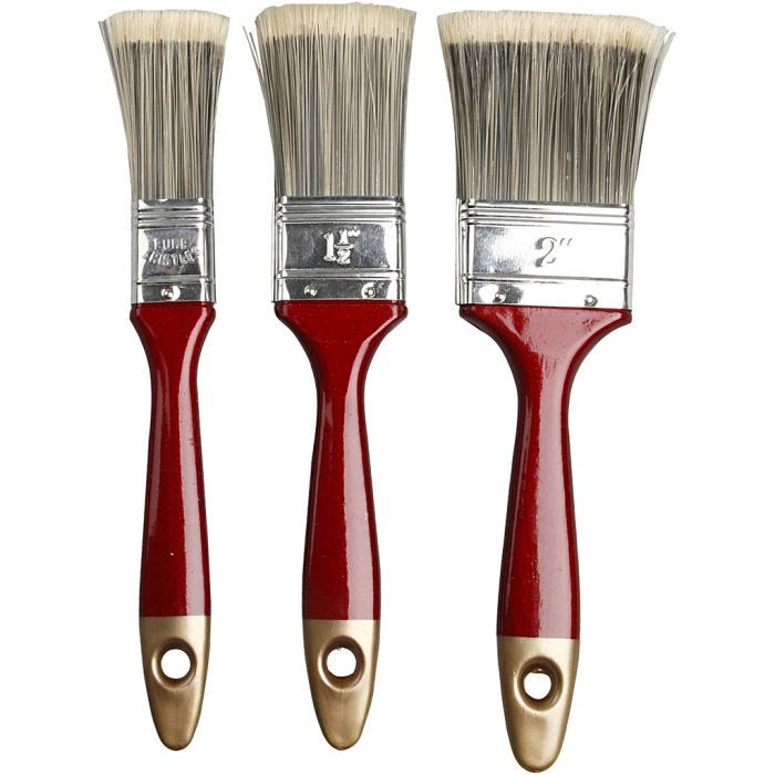 Pinceles para barniz, L. 20 cm, A: 25-50 mm, plano, 3ud/ 1 paquete