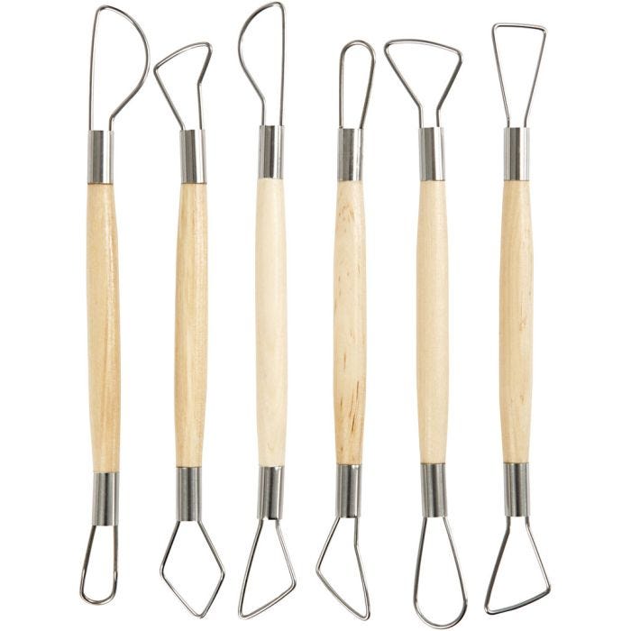 Herramientas de bucle para arcilla, puntas redondeadas, L. 20 cm, 6 ud/ 1 paquete