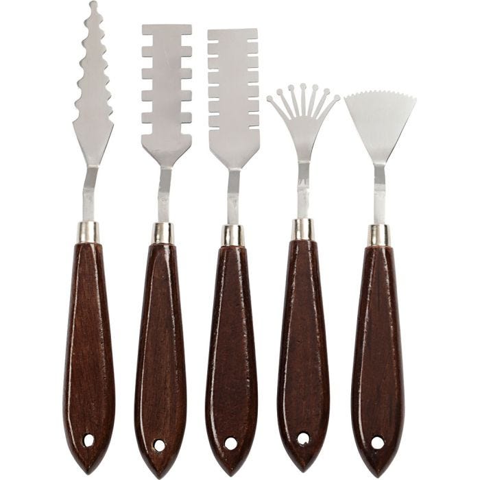 Kit de paletas de textura, L. 17-21 cm, A: 2-3 cm, 5 ud/ 1 paquete