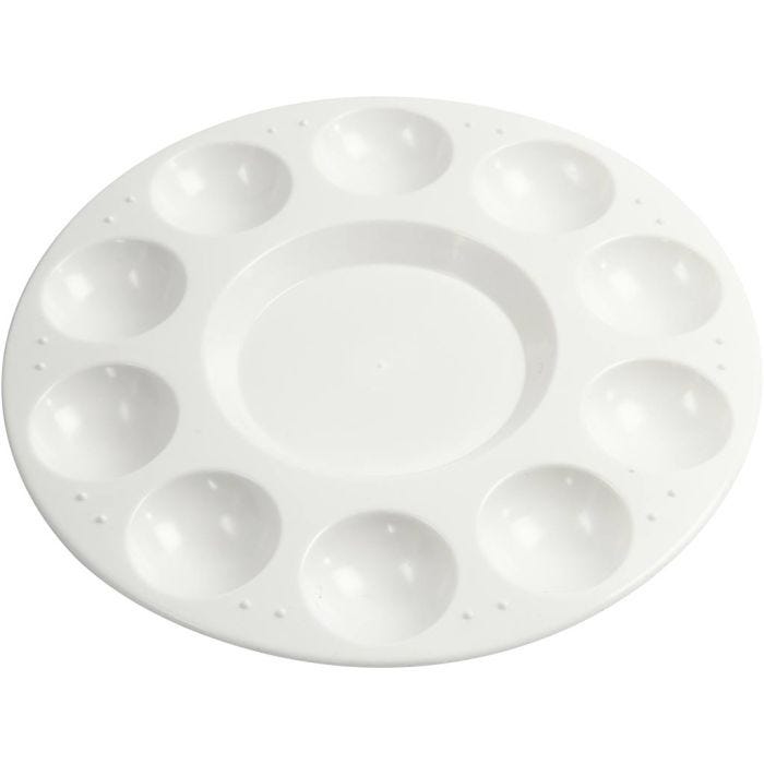 Paleta, Paleta redonda con 11 pozos, dia 17 cm, blanco, 1 ud