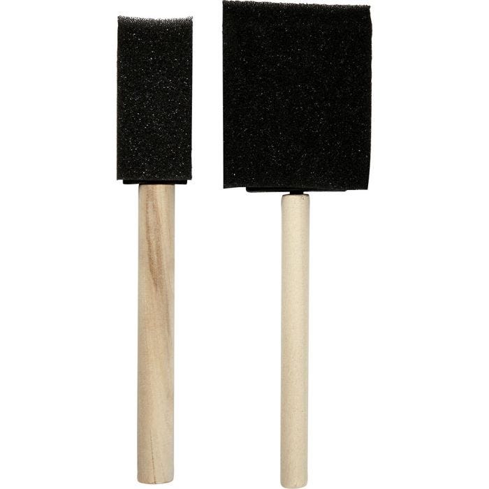 Pinceles de Espuma, L. 15,5-16 cm, A: 25+50 mm, 2 ud/ 1 paquete
