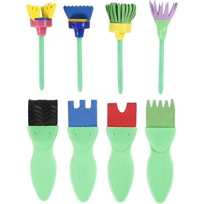 Pinceles de Goma EVA, L. 11-13 cm, A: 30-45 mm, 24 ud/ 1 paquete