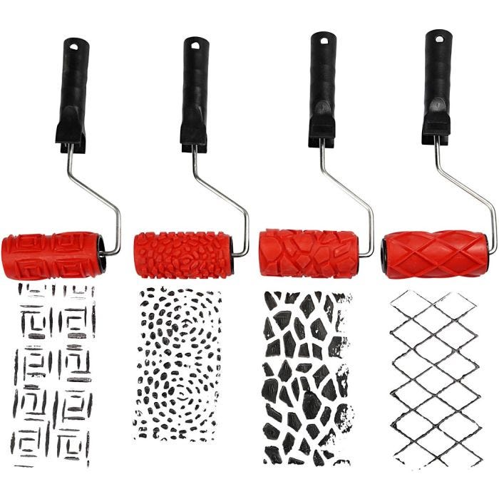 Rodillos de textura, A: 10 cm, 4 ud/ 1 paquete