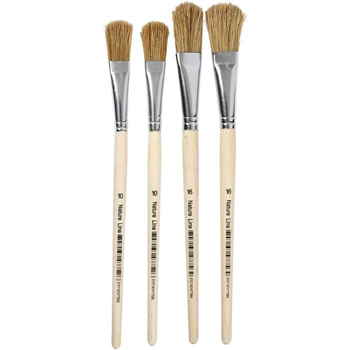 Pinceles para barnizar, 10+16, L. 13-18 mm, A: 13-17 cm, plano, 4ud/ 1 paquete