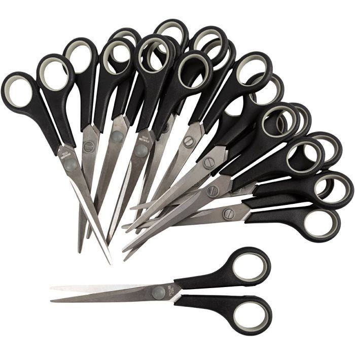 Tijeras para Niños, L. 17 cm, diestro &amp; zurdos, 12 ud/ 1 paquete