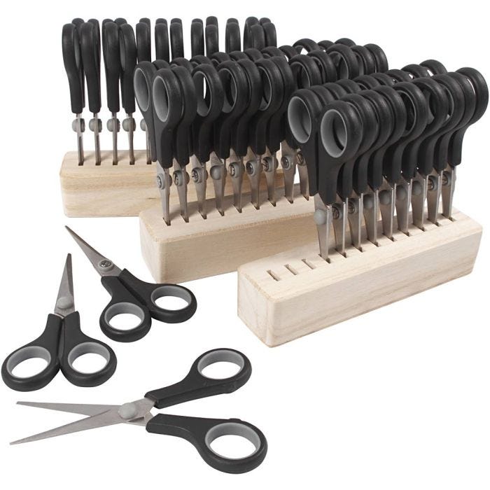 Tijeras para Niños, L. 14 cm, diestro &amp; zurdos, negro, 1 set