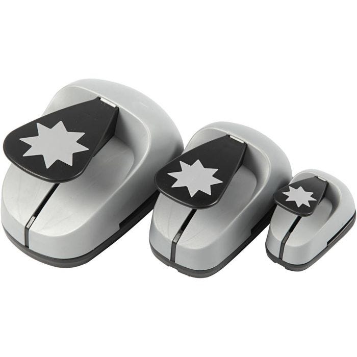 Set de troqueles para manualidades, Estrella gráfica, medidas 25+50+75 mm, 3 ud/ 1 paquete