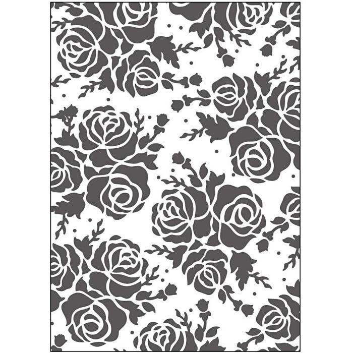Placa de embossing, Rosas, medidas 13x18,5 cm, grosor 2 mm, 1 ud