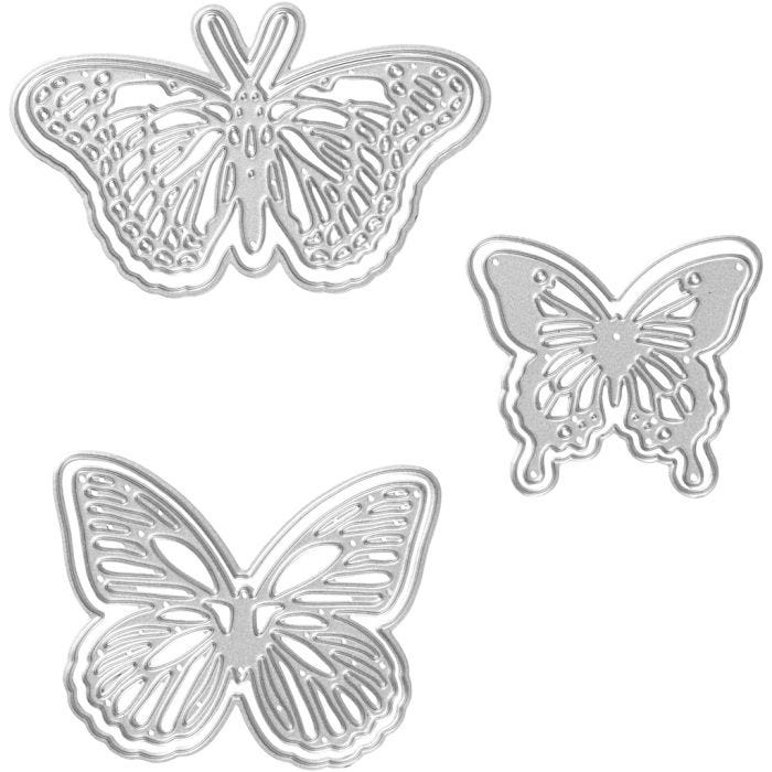 Carpeta troquel y grabado en relieve, Mariposas, medidas 5x4,5+6,5x5+8x4,5 cm, 1 ud