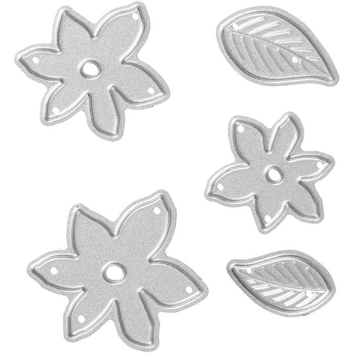 Carpeta troquel y grabado en relieve, Flores y hojas, medidas 2-5x1,2-5 cm, 1 ud