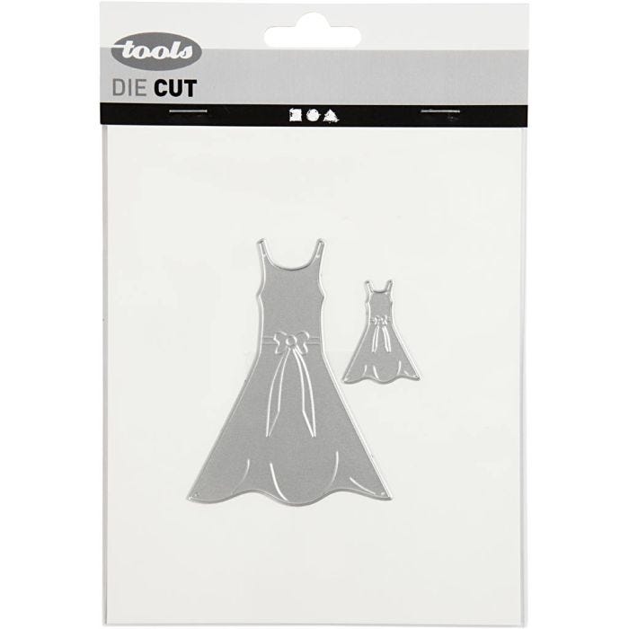 Carpeta troquel y grabado en relieve, Vestidos, medidas 27x35+26x90 mm, 1 ud