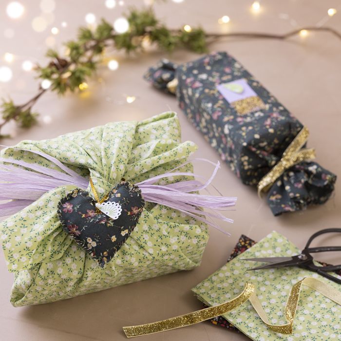 Caja de regalo con tela patchwork