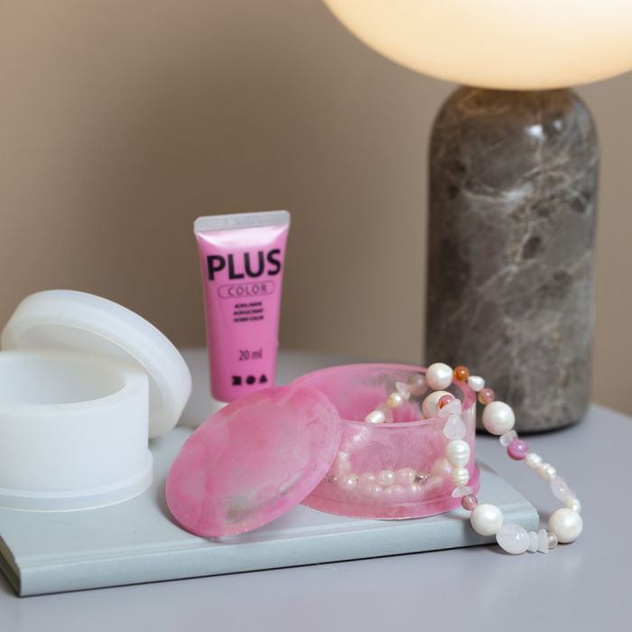 Tarro transparente con efecto mármol