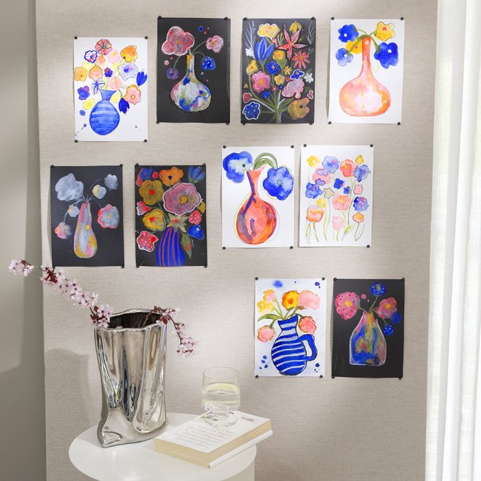 Acuarela, pastel de aceite y rotuladores