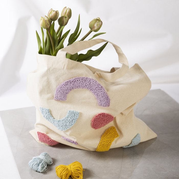 Bolsa de tela con punch needle