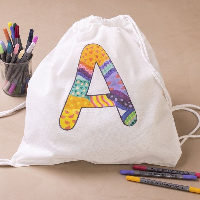 Bolsa con letra para niños