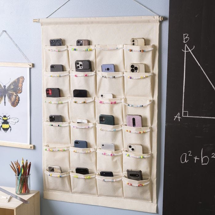 Práctico organizador para los teléfonos móviles del aula o material creativo para el taller
