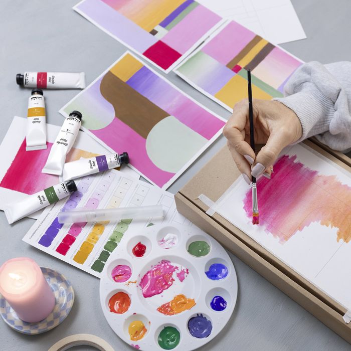 Ilustraciones gráficas con pintura de gouache