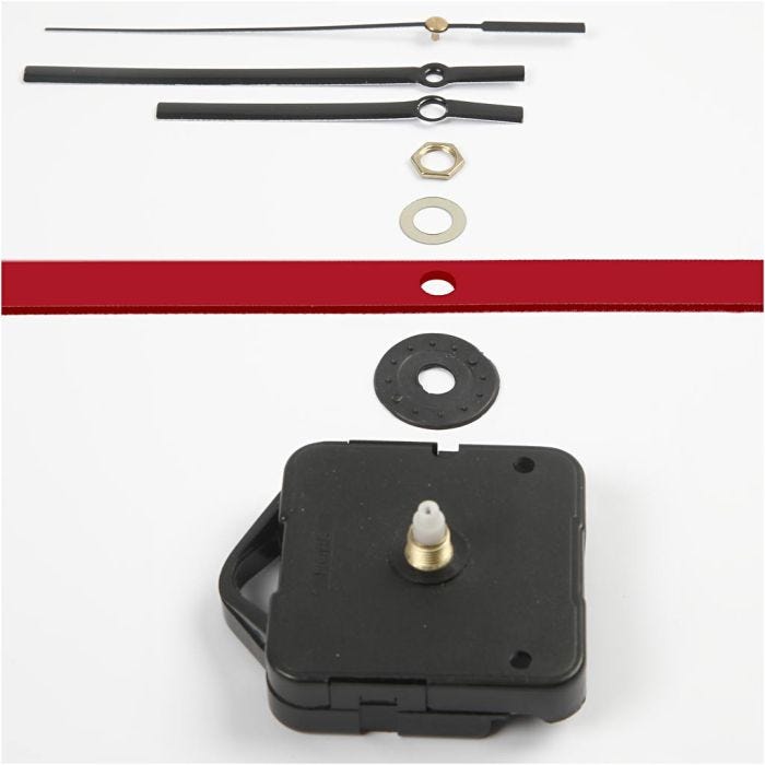 Piezas y maquinaria de reloj, grosor máximo placa 6 mm, negro, 1 set