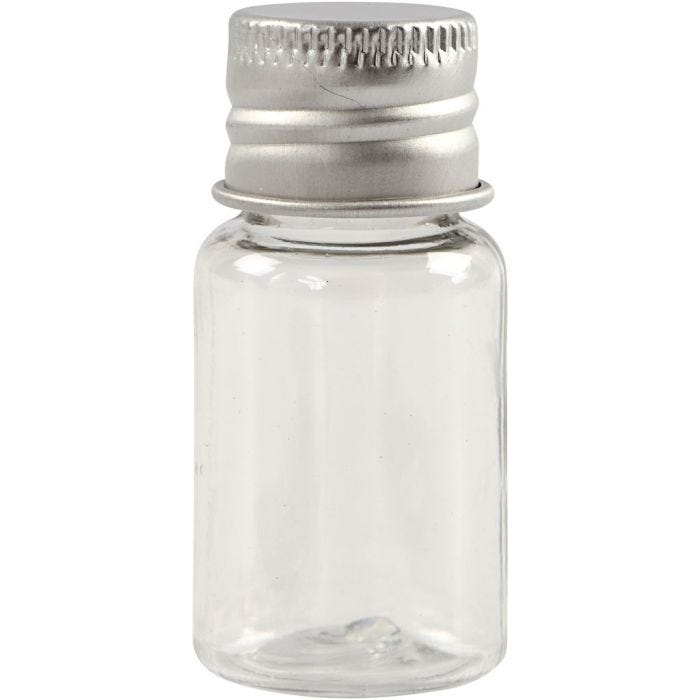 Bote de plástico con tapa enroscada, A: 48 mm, dia 23,5 mm, 13 ml, 10 ud/ 1 paquete
